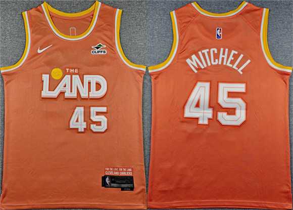 Men's Cleveland Cavaliers #45 Donovan Mitchell Orange 2025 City Edition Stitched Jersey,We sell and wholesale Men's Cleveland Cavaliers #45 Donovan Mitchell Orange 2025 City Edition Stitched Jersey on line form chian!