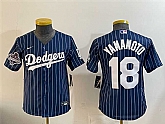 Youth Los Angeles Dodgers #18 Yoshinobu Yamamoto Navy Pinstripe 2025 World Series Champions Patch Cool Base Stitched Jersey Dzhi,baseball caps,new era cap wholesale,wholesale hats
