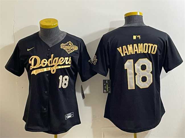 Youth Los Angeles Dodgers #18 Yoshinobu Yamamoto Black Gold 2025 World Series Patch Limited Stitched Jersey Dzhi,We sell and wholesale Youth Los Angeles Dodgers #18 Yoshinobu Yamamoto Black Gold 2025 World Series Patch Limited Stitched Jersey Dzhi on line form chian!