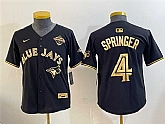 Youth Toronto Blue Jays #4 George Springer Black Gold 2025 American League Champions Limited Stitched Jersey Dzhi,baseball caps,new era cap wholesale,wholesale hats