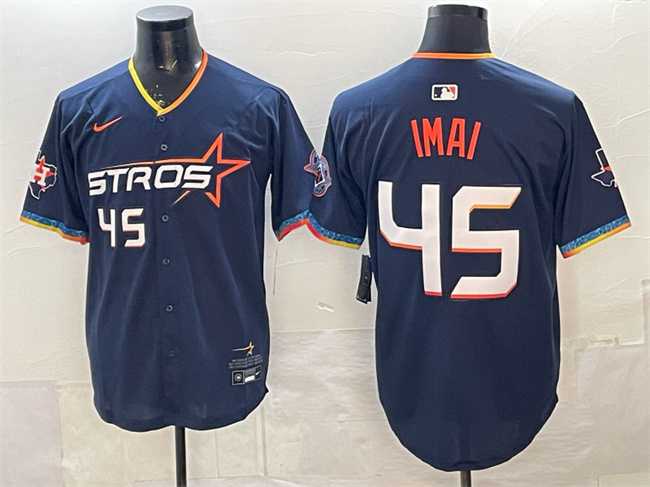 Men's Houston Astros #45 Tatsuya Imai Navy 2025 City Connect With Texas Patch Limited Stitched Jersey,We sell and wholesale Men's Houston Astros #45 Tatsuya Imai Navy 2025 City Connect With Texas Patch Limited Stitched Jersey on line form chian!
