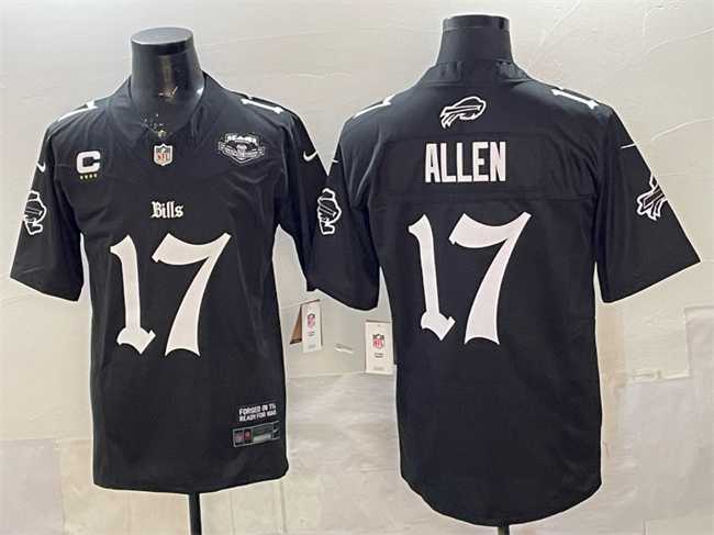 Men's Buffalo Bills #17 Josh Allen Black 2025 F.U.S.E. 'Gothic Cold Front Edition' With Farewell Patch & 4-Star C Patch Vapor Limited Stitched Jersey,We sell and wholesale Men's Buffalo Bills #17 Josh Allen Black 2025 F.U.S.E. 'Gothic Cold Front Edition' With Farewell Patch & 4-Star C Patch Vapor Limited Stitched Jersey on line form chian!
