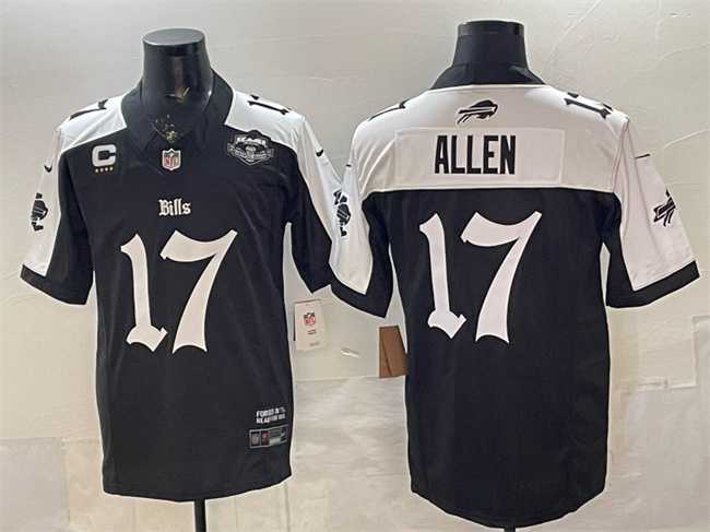 Men's Buffalo Bills #17 Josh Allen Black White 2025 F.U.S.E. 'Gothic Cold Front Edition' With Farewell Patch & 4-Star C Patch Vapor Limited Stitched Jersey,We sell and wholesale Men's Buffalo Bills #17 Josh Allen Black White 2025 F.U.S.E. 'Gothic Cold Front Edition' With Farewell Patch & 4-Star C Patch Vapor Limited Stitched Jersey on line form chian!
