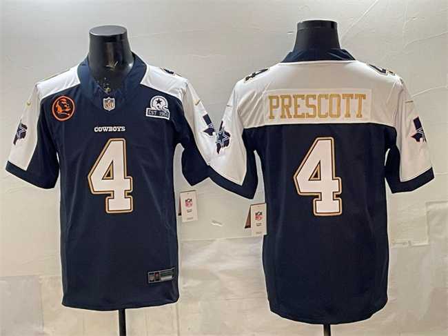 Men's Dallas Cowboys #4 Dak Prescott Navy F.U.S.E. With John Madden Patch & Established In 1960 Patch Thanksgiving Vapor Limited Stitched Jersey,We sell and wholesale Men's Dallas Cowboys #4 Dak Prescott Navy F.U.S.E. With John Madden Patch & Established In 1960 Patch Thanksgiving Vapor Limited Stitched Jersey on line form chian!