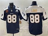 Men's Dallas Cowboys #88 CeeDee Lamb Navy F.U.S.E. With John Madden Patch & Established In 1960 Patch Thanksgiving Vapor Limited Stitched Jersey,baseball caps,new era cap wholesale,wholesale hats
