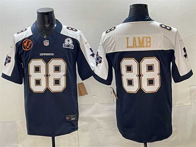 Men's Dallas Cowboys #88 CeeDee Lamb Navy F.U.S.E. With John Madden Patch & Established In 1960 Patch Thanksgiving Vapor Limited Stitched Jersey,We sell and wholesale Men's Dallas Cowboys #88 CeeDee Lamb Navy F.U.S.E. With John Madden Patch & Established In 1960 Patch Thanksgiving Vapor Limited Stitched Jersey on line form chian!