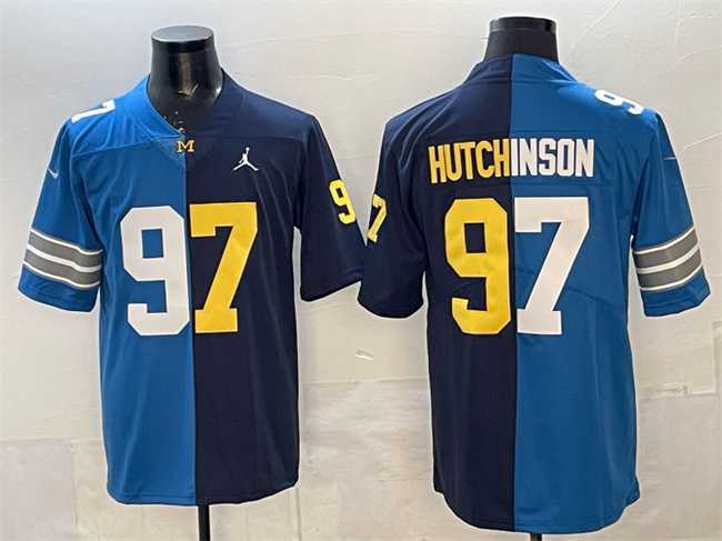 Men's Detroit Lions X Wolverines #97 Aidan Hutchinson Blue Navy Split Vapor Limited Stitched Jersey,We sell and wholesale Men's Detroit Lions X Wolverines #97 Aidan Hutchinson Blue Navy Split Vapor Limited Stitched Jersey on line form chian!