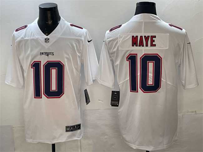 Men's New England Patriots #10 Drake Maye White Fashion Vapor Untouchable Limited Stitched Jersey,We sell and wholesale Men's New England Patriots #10 Drake Maye White Fashion Vapor Untouchable Limited Stitched Jersey on line form chian!