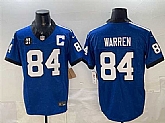 Men's Indianapolis Colts #84 Tyler Warren Blue 2025 F.U.S.E. Jim Irsay Patch Throwback Vapor Limited Stitched Jersey,baseball caps,new era cap wholesale,wholesale hats