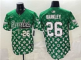 Men's Philadelphia Eagles #26 Saquon Barkley Green With Patch Limited Stitched Baseball Jersey,baseball caps,new era cap wholesale,wholesale hats