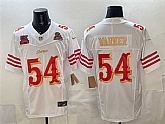 Men's San Francisco 49ers #54 Fred Warner White Gold 2025 F.U.S.E. 'Rivalries' 5x Super Bowl Champions Patch Vapor Limited Stitched Jersey,baseball caps,new era cap wholesale,wholesale hats