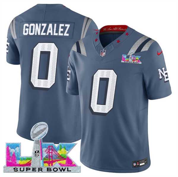 Men's New England Patriots #0 Christian Gonzalez Storm Blue 2025 F.U.S.E. Super Bowl LX Patch 'Rivalries' Vapor Limited Stitched Jersey,We sell and wholesale Men's New England Patriots #0 Christian Gonzalez Storm Blue 2025 F.U.S.E. Super Bowl LX Patch 'Rivalries' Vapor Limited Stitched Jersey on line form chian!