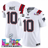 Men's New England Patriots #10 Drake Maye White 2025 F.U.S.E. Super Bowl LX Patch And 1-Star C Patch Vapor Limited Stitched Jersey,baseball caps,new era cap wholesale,wholesale hats