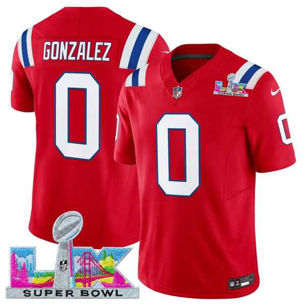 Men's New England Patriots #0 Christian Gonzalez Red 2025 F.U.S.E. Super Bowl LX Patch Vapor Limited Stitched Jersey,We sell and wholesale Men's New England Patriots #0 Christian Gonzalez Red 2025 F.U.S.E. Super Bowl LX Patch Vapor Limited Stitched Jersey on line form chian!