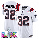 Men's New England Patriots #32 TreVeyon Henderson White 2025 F.U.S.E. Super Bowl LX Patch Vapor Limited Stitched Jersey,baseball caps,new era cap wholesale,wholesale hats