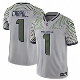 Men's Seattle Seahawks #1 Pete Carroll Gray 2025 F.U.S.E. 'Rivalries' Vapor Untouchable Limited Stitched Jersey,baseball caps,new era cap wholesale,wholesale hats