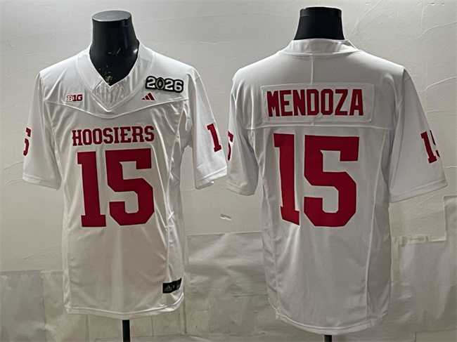 Men's Indiana Hoosiers #15 Fernando Mendoza White F.U.S.E. 2026 Patch Stitched Football Jersey,We sell and wholesale Men's Indiana Hoosiers #15 Fernando Mendoza White F.U.S.E. 2026 Patch Stitched Football Jersey on line form chian!