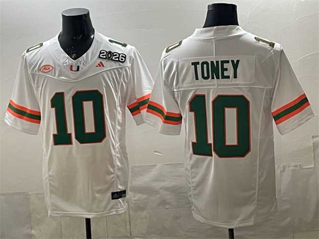 Men's Miami Hurricanes #10 Malachi Toney White F.U.S.E. 2026 & Florida Patch Stitched Football Jersey,We sell and wholesale Men's Miami Hurricanes #10 Malachi Toney White F.U.S.E. 2026 & Florida Patch Stitched Football Jersey on line form chian!