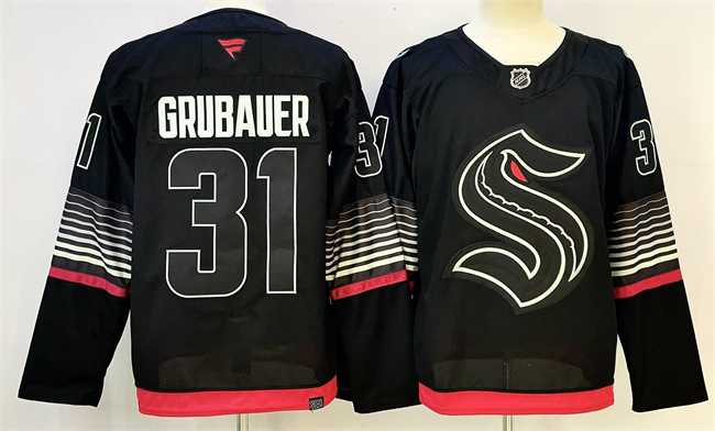 Men's Seattle Kraken #31 Philipp Grubauer Black 2026 Alternate Stitched Hockey Jersey,We sell and wholesale Men's Seattle Kraken #31 Philipp Grubauer Black 2026 Alternate Stitched Hockey Jersey on line form chian!