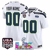Men's Seattle Seahawks Active Player Custom White 2025 F.U.S.E. Super Bowl LX & US 250th anniversary Patch And 50th Season Patch Vapor Limited Stitched Jersey,baseball caps,new era cap wholesale,wholesale hats