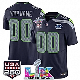 Men's Seattle Seahawks Active Player Custom Navy 2025 F.U.S.E. Super Bowl LX Patch 50th Season & USA 250' Patch Vapor Limited Stitched Jersey,baseball caps,new era cap wholesale,wholesale hats