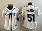 Women's Seattle Mariners #51 Ichiro Suzuki White Cool Base Stitched Jersey,baseball caps,new era cap wholesale,wholesale hats