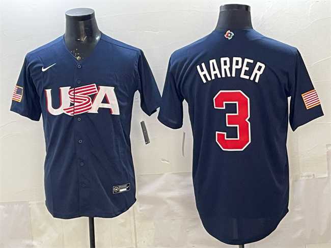 Men's USA #3 Bryce Harper Navy World Baseball Classic Stitched Jersey,We sell and wholesale Men's USA #3 Bryce Harper Navy World Baseball Classic Stitched Jersey on line form chian!