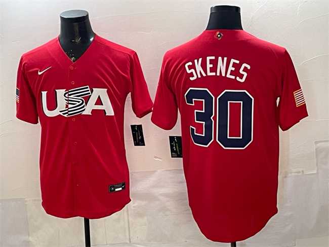 Men's USA #30 Paul Skenes Red World Baseball Classic Stitched Jersey,We sell and wholesale Men's USA #30 Paul Skenes Red World Baseball Classic Stitched Jersey on line form chian!