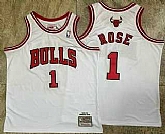 Men's Chicago Bulls 1 Derek Rose White Hardwood Classics Soul AU Throwback Jersey Mixiu,baseball caps,new era cap wholesale,wholesale hats