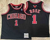Men's Chicago Bulls 1 Derek Rose Black Hardwood Classics Soul AU Throwback Jersey Mixiu,baseball caps,new era cap wholesale,wholesale hats