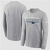Men's New England Patriots Heather Gray 2025 AFC Champions Locker Room Trophy Collection Long Sleeve T-Shirt,baseball caps,new era cap wholesale,wholesale hats