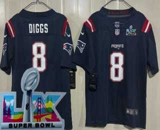 Youth New England Patriots #8 Stefon Diggs Limited Navy Super Bowl LX Vapor Jersey,We sell and wholesale Youth New England Patriots #8 Stefon Diggs Limited Navy Super Bowl LX Vapor Jersey on line form chian!
