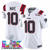 Men's New England Patriots #10 Drake Maye White 2025 F.U.S.E. Super Bowl LX Patch And 1-Star C Patch Vapor Limited Stitched Jersey,baseball caps,new era cap wholesale,wholesale hats