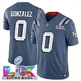 Men's New England Patriots #0 Christian Gonzalez Storm Blue 2025 F.U.S.E. Super Bowl LX Patch 'Rivalries' Vapor Limited Stitched Jersey,baseball caps,new era cap wholesale,wholesale hats
