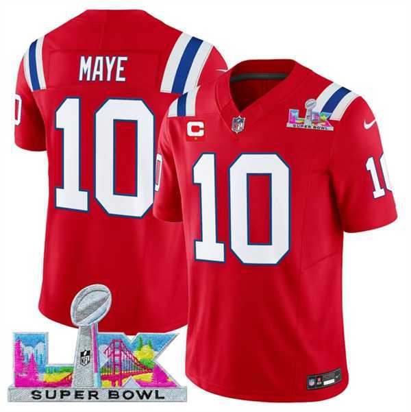 Men's New England Patriots #10 Drake Maye Red 2025 F.U.S.E. Super Bowl LX Patch And 1-Star C Patch Vapor Limited Stitched Jersey,We sell and wholesale Men's New England Patriots #10 Drake Maye Red 2025 F.U.S.E. Super Bowl LX Patch And 1-Star C Patch Vapor Limited Stitched Jersey on line form chian!