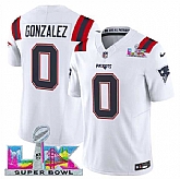 Men's New England Patriots #0 Christian Gonzalez White 2025 F.U.S.E. Super Bowl LX Patch Vapor Limited Stitched Jersey,baseball caps,new era cap wholesale,wholesale hats