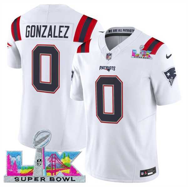 Men's New England Patriots #0 Christian Gonzalez White 2025 F.U.S.E. Super Bowl LX Patch Vapor Limited Stitched Jersey,We sell and wholesale Men's New England Patriots #0 Christian Gonzalez White 2025 F.U.S.E. Super Bowl LX Patch Vapor Limited Stitched Jersey on line form chian!