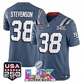 Men's New England Patriots #38 Rhamondre Stevenson Storm Blue 2025 F.U.S.E. Super Bowl LX & USA 250' Patch 'Rivalries' Vapor Limited Stitched Jersey,baseball caps,new era cap wholesale,wholesale hats
