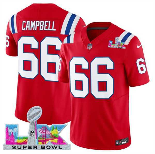 Men's New England Patriots #66 Will Campbell Red 2025 F.U.S.E. Super Bowl LX Patch Vapor Limited Stitched Jersey,We sell and wholesale Men's New England Patriots #66 Will Campbell Red 2025 F.U.S.E. Super Bowl LX Patch Vapor Limited Stitched Jersey on line form chian!
