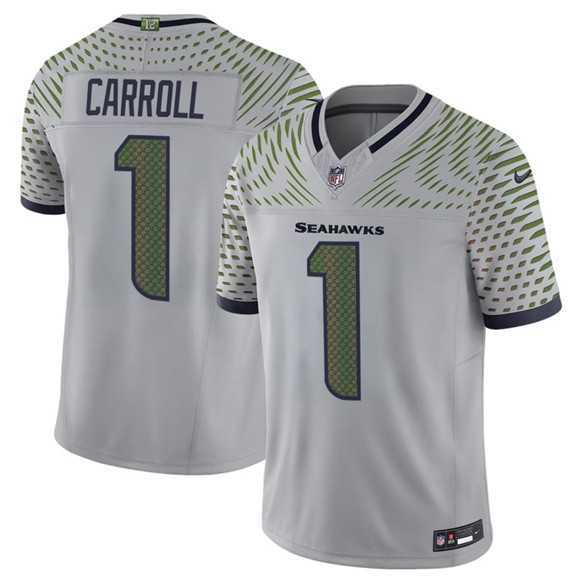 Men's Seattle Seahawks #1 Pete Carroll Gray 2025 F.U.S.E. 'Rivalries' Vapor Untouchable Limited Stitched Jersey Dzhi,We sell and wholesale Men's Seattle Seahawks #1 Pete Carroll Gray 2025 F.U.S.E. 'Rivalries' Vapor Untouchable Limited Stitched Jersey Dzhi on line form chian!