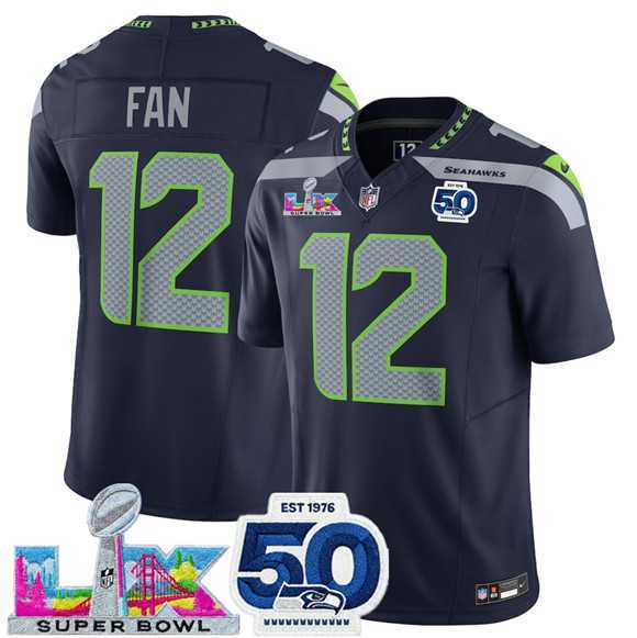 Men's Seattle Seahawks #12 Fan Navy 2025 F.U.S.E. Super Bowl LX Patch And 50th Season Patch Vapor Limited Stitched Jersey,We sell and wholesale Men's Seattle Seahawks #12 Fan Navy 2025 F.U.S.E. Super Bowl LX Patch And 50th Season Patch Vapor Limited Stitched Jersey on line form chian!