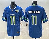 Men's Seattle Seahawks #11 Jaxon Smith-Njigba Royal FUSE 2025 NFC West Champions Patch Limited Stitched Jersey Dzhi,baseball caps,new era cap wholesale,wholesale hats