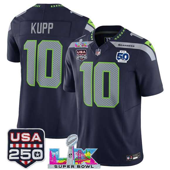 Men's Seattle Seahawks #10 Cooper Kupp Navy 2025 F.U.S.E. Super Bowl LX Patch And 50th Season Patch Vapor Limited Stitched Jersey,We sell and wholesale Men's Seattle Seahawks #10 Cooper Kupp Navy 2025 F.U.S.E. Super Bowl LX Patch And 50th Season Patch Vapor Limited Stitched Jersey on line form chian!