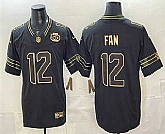 Men's Seattle Seahawks #12 Fan Black Gold 2025 FUSE 50th Season Patch Limited Stitched Jersey Dzhi,baseball caps,new era cap wholesale,wholesale hats