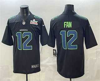 Men's Seattle Seahawks #12 Fan Limited Black Super Bowl LX Fashion Vapor Jersey,We sell and wholesale Men's Seattle Seahawks #12 Fan Limited Black Super Bowl LX Fashion Vapor Jersey on line form chian!