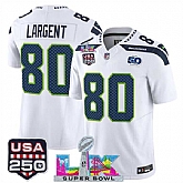 Men's Seattle Seahawks #80 Steve Largent White 2025 F.U.S.E. Super Bowl LX Patch And 50th Season & USA 250' Patch Vapor Limited Stitched Jersey,baseball caps,new era cap wholesale,wholesale hats