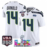 Men's Seattle Seahawks #14 Sam Darnold White 2025 F.U.S.E. Super Bowl LX Patch And 50th Season & USA 250' Patch Vapor Limited Stitched Jersey,baseball caps,new era cap wholesale,wholesale hats