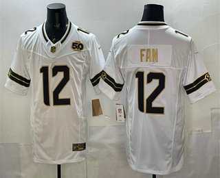 Men's Seattle Seahawks #12 Fan White Gold 2025 FUSE 50th Season Patch Limited Stitched Jersey Dzhi,We sell and wholesale Men's Seattle Seahawks #12 Fan White Gold 2025 FUSE 50th Season Patch Limited Stitched Jersey Dzhi on line form chian!