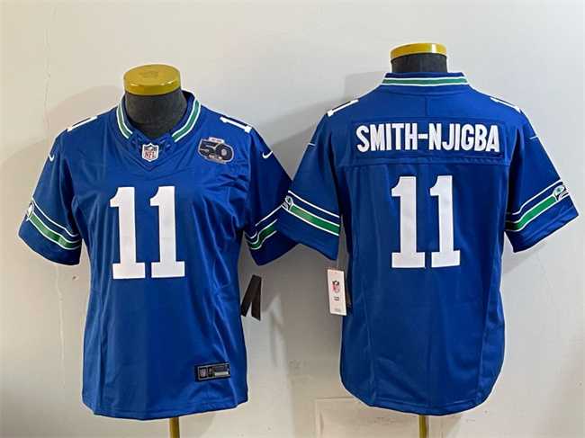 Women's Seattle Seahawks #11 Jaxon Smith-Njigba Royal 2024 F.U.S.E 50th Anniversary Patch Throwback Vapor Stitched Jersey Dzhi,We sell and wholesale Women's Seattle Seahawks #11 Jaxon Smith-Njigba Royal 2024 F.U.S.E 50th Anniversary Patch Throwback Vapor Stitched Jersey Dzhi on line form chian!