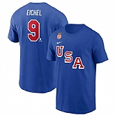 Men's US Hockey #9 Jack Eichel Royal 2026 Name & Number T-Shirt,baseball caps,new era cap wholesale,wholesale hats